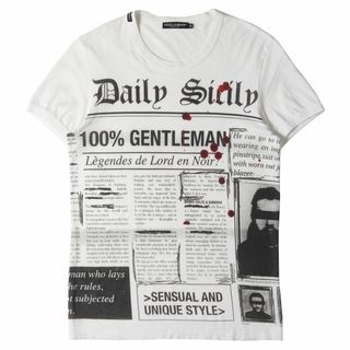 ドルチェアンドガッバーナ(DOLCE&GABBANA)のDOLCE&GABBANA ドルチェ&ガッバーナ Tシャツ サイズ:48 ニュースペーパー プリント クルーネック 半袖 Tシャツ G8E18T/G7L75 ホワイト 白 イタリア製 ブランド トップス カットソー【メンズ】【中古】(Tシャツ/カットソー(半袖/袖なし))