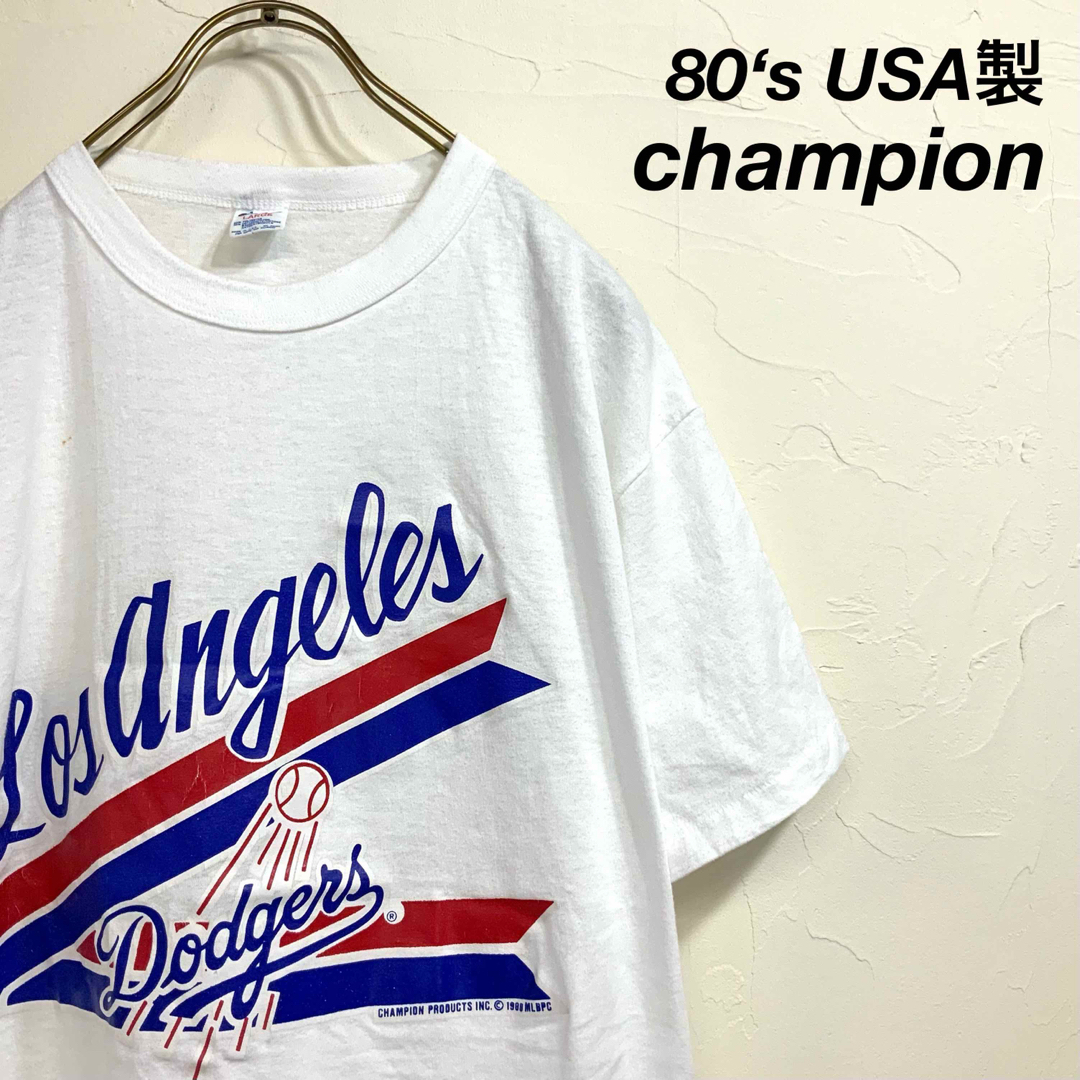 希少 88年 USA製 champion ドジャース t ビンテージ トリコタグ