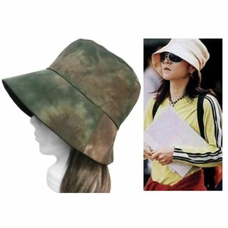 ハンドメイド◆X JAPAN◆hide風 絞りムラ染めコットンハット/カーキ系 ハンドメイド◆X JAPAN◆hide風 ムラ染めコットンハット/ベージュ系