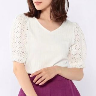 ミッシュマッシュ(MISCH MASCH)の半袖 トップス ミッシュマッシュ 綿レース袖リブカットソー(カットソー(半袖/袖なし))