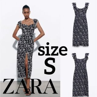 ザラ(ZARA)の【新品未使用】ZARA エンブロイダリー ミディワンピース(ロングワンピース/マキシワンピース)