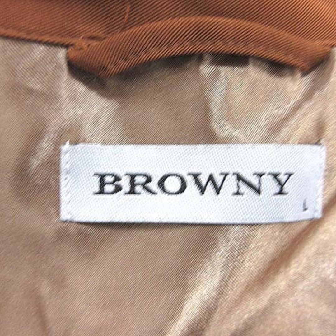 BROWNY(ブラウニー)のブラウニー BROWNY シャツ 長袖 オープンカラー L 茶 ブラウン ■MO レディースのトップス(シャツ/ブラウス(長袖/七分))の商品写真