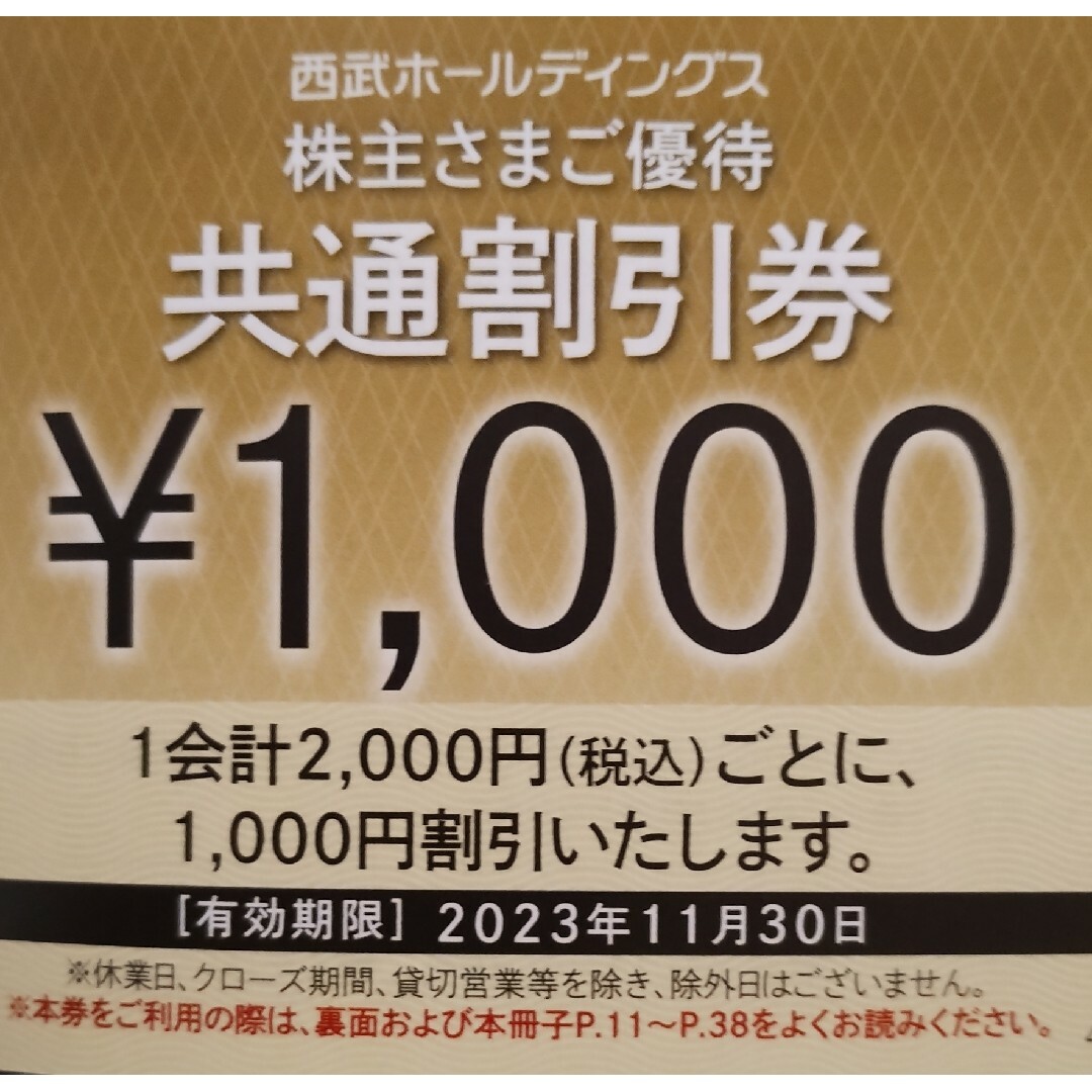 西武HD株主優待 共通割引券10枚10000円分