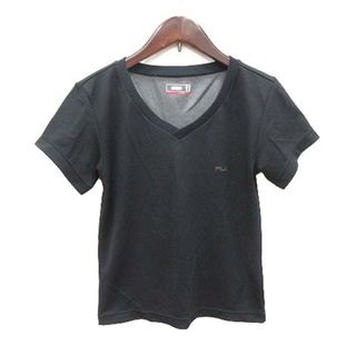 フィラ(FILA)のフィラ FILA Tシャツ カットソー 半袖 Vネック ロゴ L 黒 ブラック(Tシャツ(半袖/袖なし))