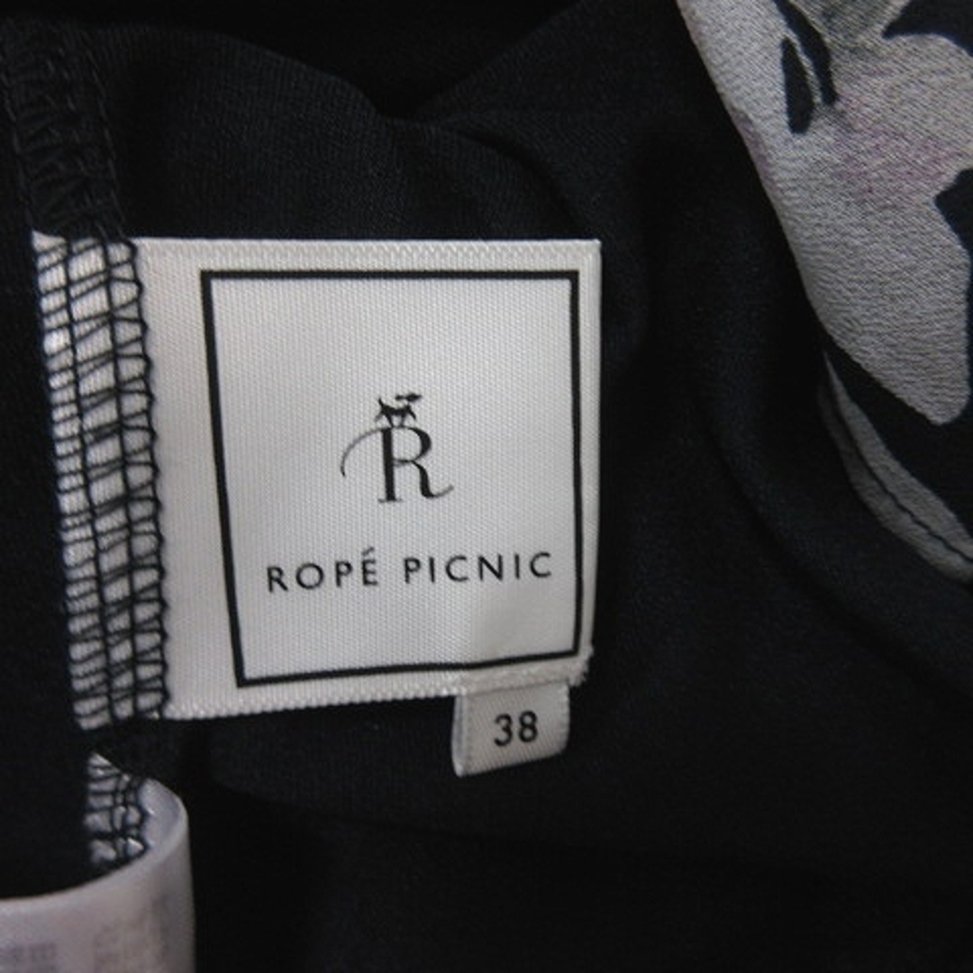 Rope' Picnic(ロペピクニック)のロペピクニック シフォンブラウス 五分袖 フレア袖 花柄 38 黒 紫  レディースのトップス(シャツ/ブラウス(半袖/袖なし))の商品写真