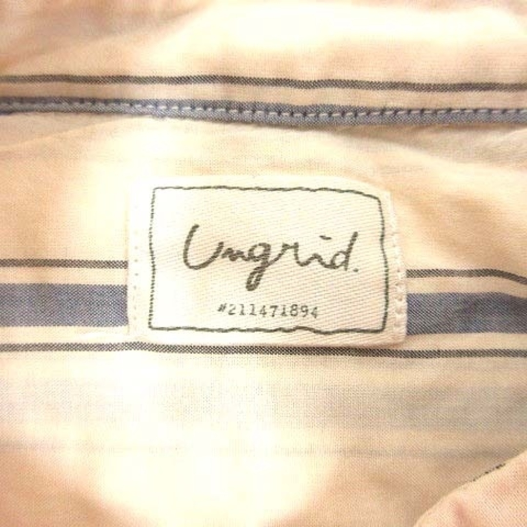 Ungrid(アングリッド)のUNGRID シャツ ブラウス ストライプ 長袖 F アイボリー 白 紺 ■MO レディースのトップス(シャツ/ブラウス(長袖/七分))の商品写真