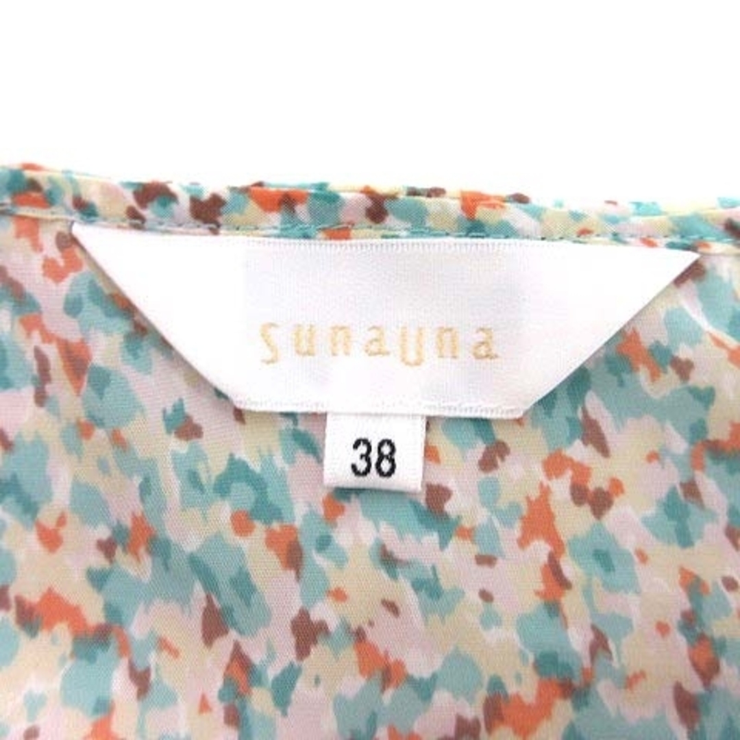 SunaUna(スーナウーナ)のSunauna ブラウス タック 総柄 フレンチスリーブ 38 緑 ■MO レディースのトップス(その他)の商品写真