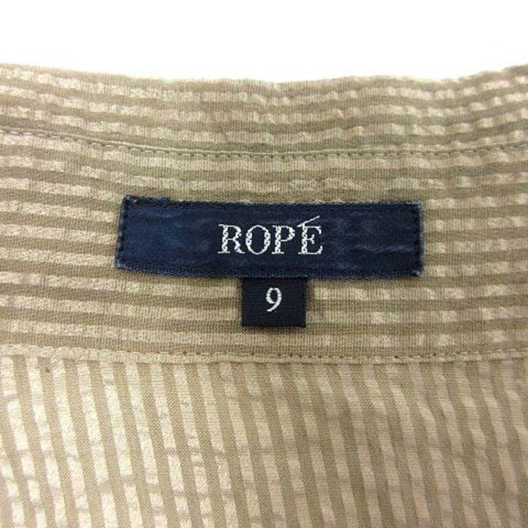 ROPE’(ロペ)のロペ ROPE シャツ ブラウス ストライプ フレンチスリーブ 9 茶 ■MO レディースのトップス(シャツ/ブラウス(半袖/袖なし))の商品写真