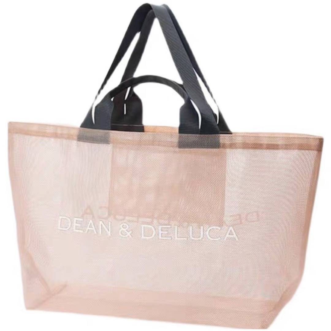 DEAN & DELUCA(ディーンアンドデルーカ)のラージディーンアンドデルーカピンクメッシュトートバッグ  レディースのバッグ(トートバッグ)の商品写真