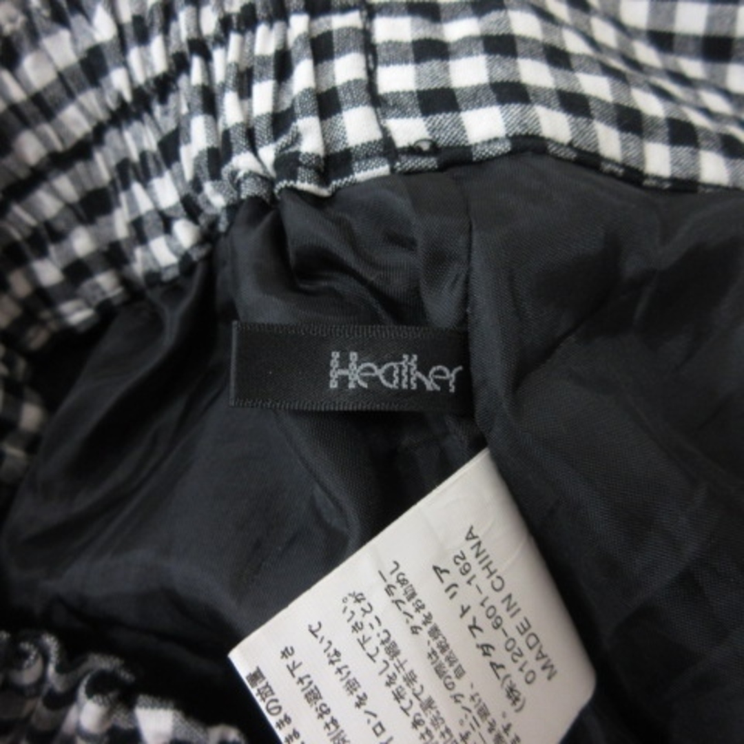 heather(ヘザー)のヘザー ロングスカート フレア ギャザー ギンガムチェック F 黒 ブラック 白 レディースのスカート(ロングスカート)の商品写真
