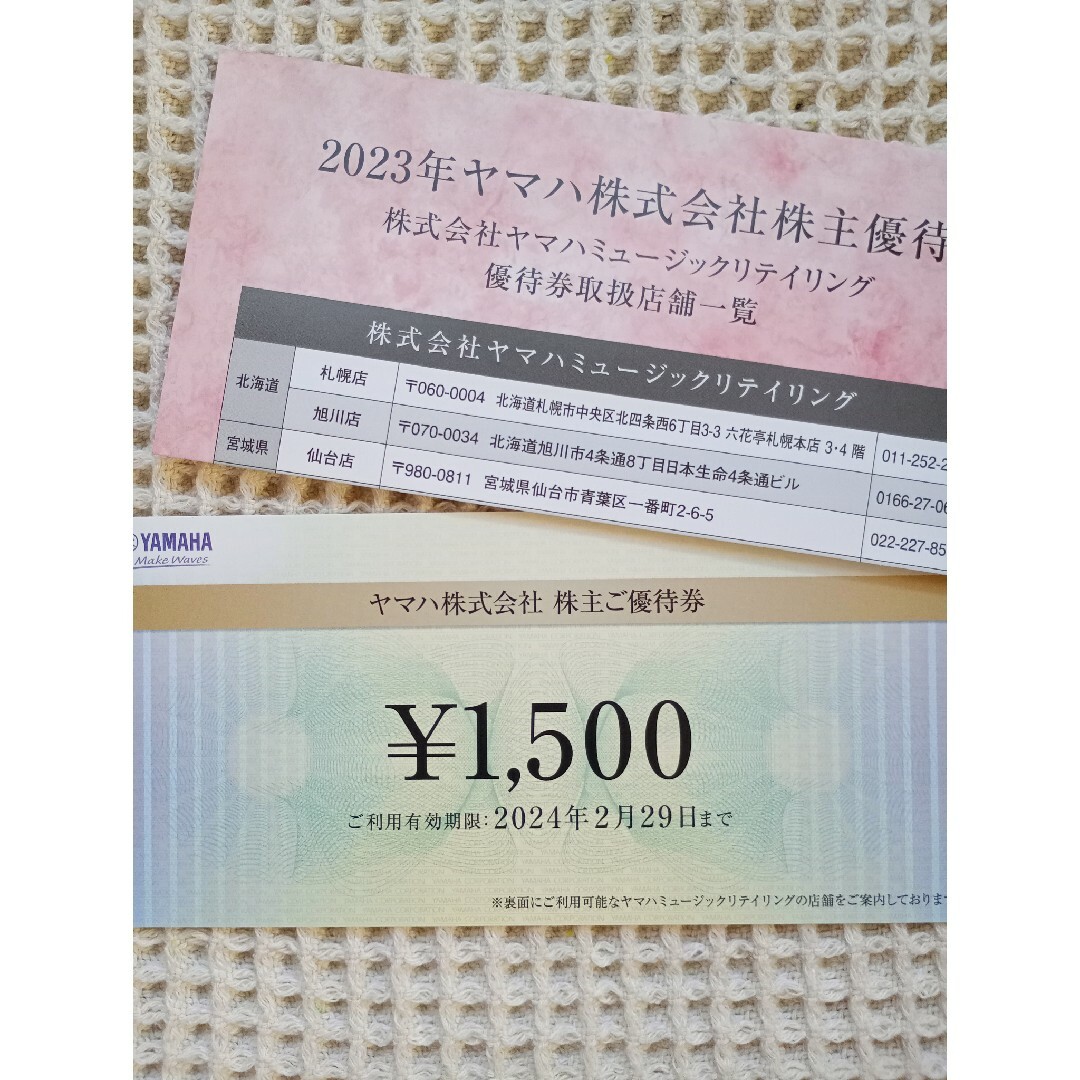 ヤマハ 株式会社 株主優待券 チケットの優待券/割引券(ショッピング)の商品写真