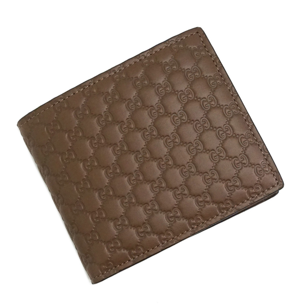 限定SALE人気 未使用品 GUCCI 二つ折り財布 こげ茶 グッチシマ 370