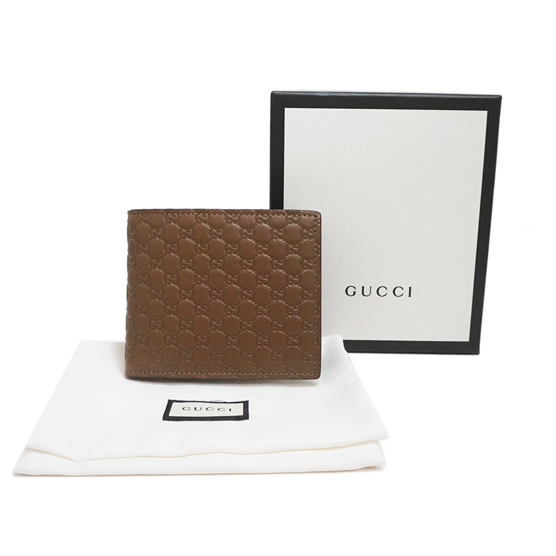 Gucci   グッチ 二つ折り財布 マイクログッチシマレザー ブラウン 茶