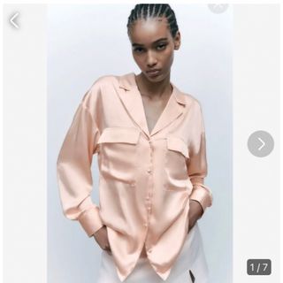 ZARA - 新品 未使用 zara ピンク サテンシャツ ザラ ブラウスの通販 by