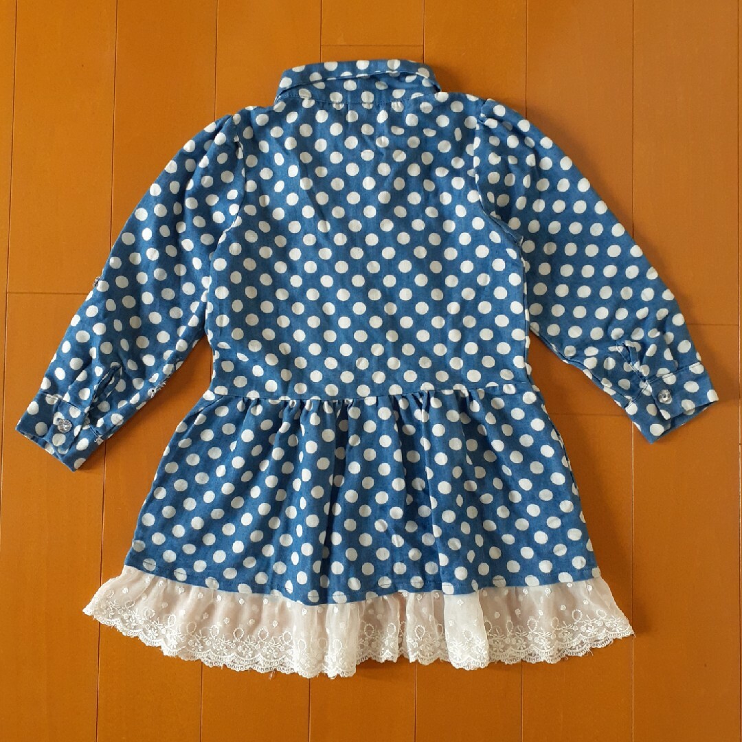 あさちゃん様専用☆　ドット柄　シャツ　ワンピース　110 キッズ/ベビー/マタニティのキッズ服女の子用(90cm~)(ワンピース)の商品写真