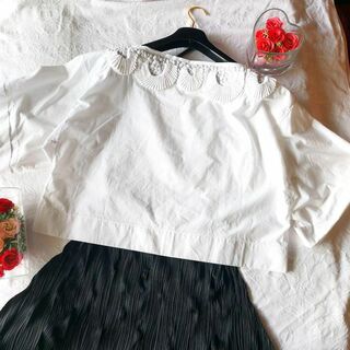 ✨極美品✨トワヴァーズ クロップドブラウス 刺繍 白 ホワイト