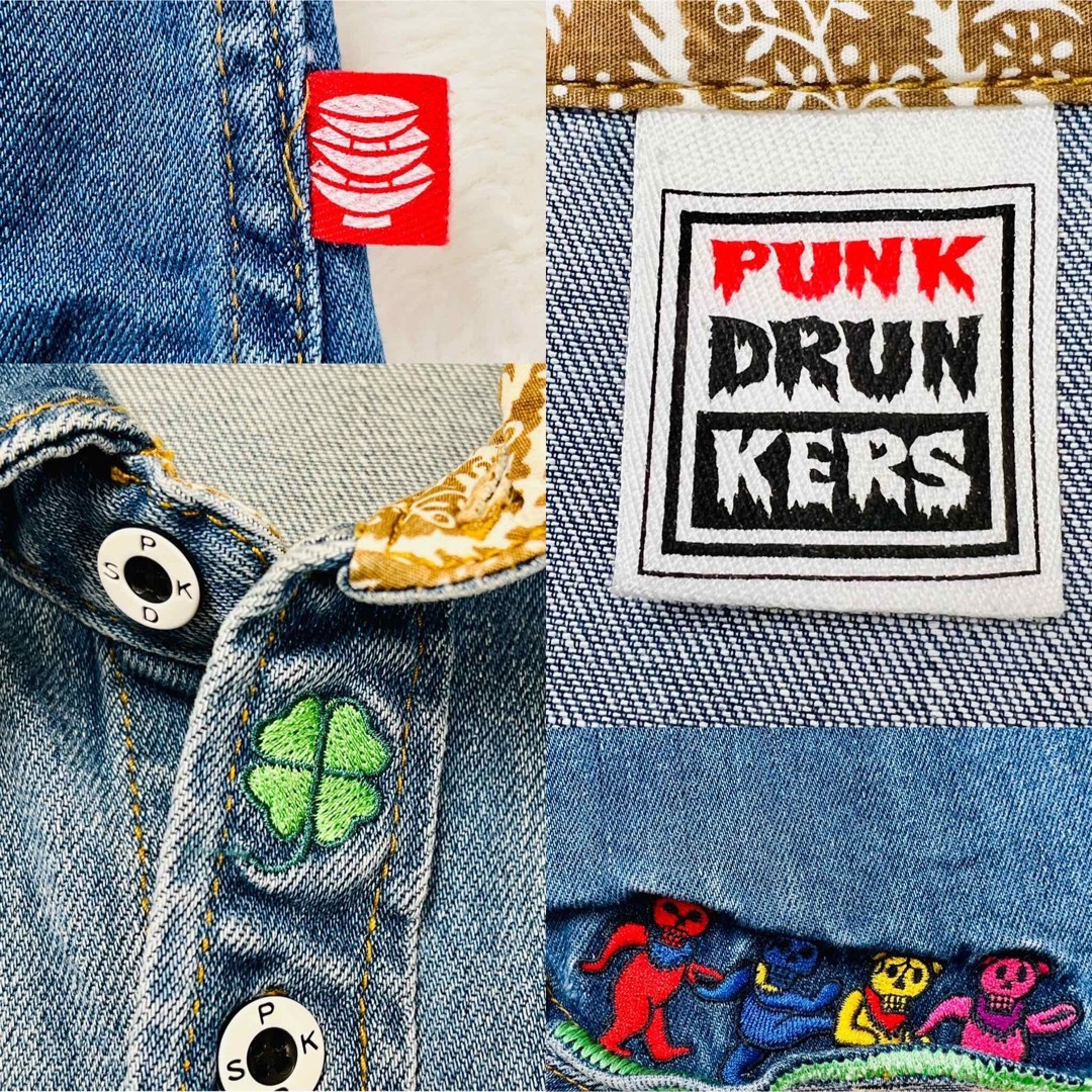 パンクドランカーズ デニムシャツ メキシカンスカル 刺繍 メンズ XLサイズ