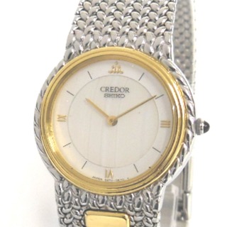 セイコー(SEIKO)のセイコー 腕時計 クレドール CREDOR 5A70-0270 クォーツ ホワイト系文字盤 18KTベゼル×SS レディース SEIKO NFt1052111 中古(腕時計)