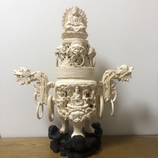 置物　象牙風　香炉型　小物入れ　仏像(彫刻/オブジェ)