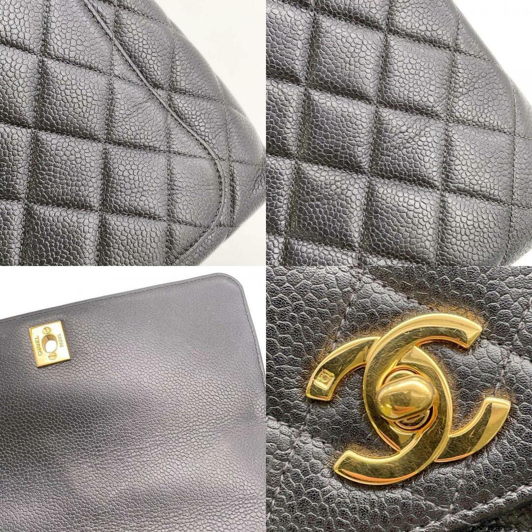 シャネル ハンドバッグ マトラッセ ココマーク トキャビアスキン トップハンドル CHANEL バッグ 黒