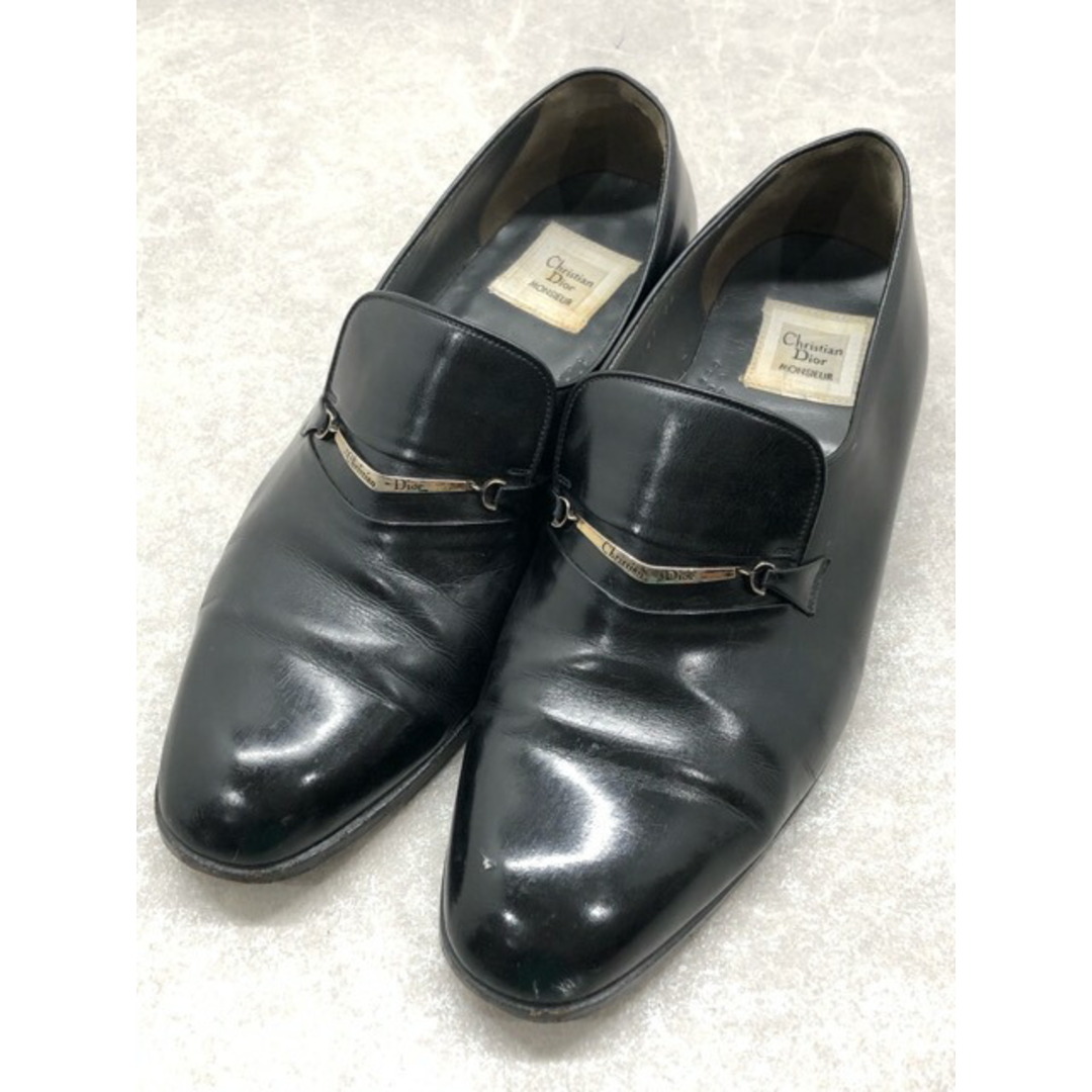 Christian Dior MONSIEUR (クリスチャンディオール ムッシュ) レザー ローファー ビジネス シューズ 42 26cm相当 ブラック 【007】