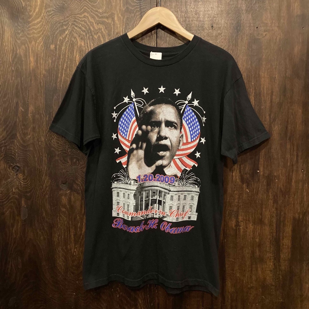 アメリカ Tシャツ 半袖Tシャツ プリントT オバマ Obama 黒 M