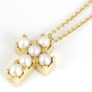 ミキモト(MIKIMOTO)の美品『USED』 K18/パール  /ブラウンダイヤモンド MIKIMOTO リバーシブルデザイン クロスネックレス ネックレス 8.2g【中古】(ネックレス)