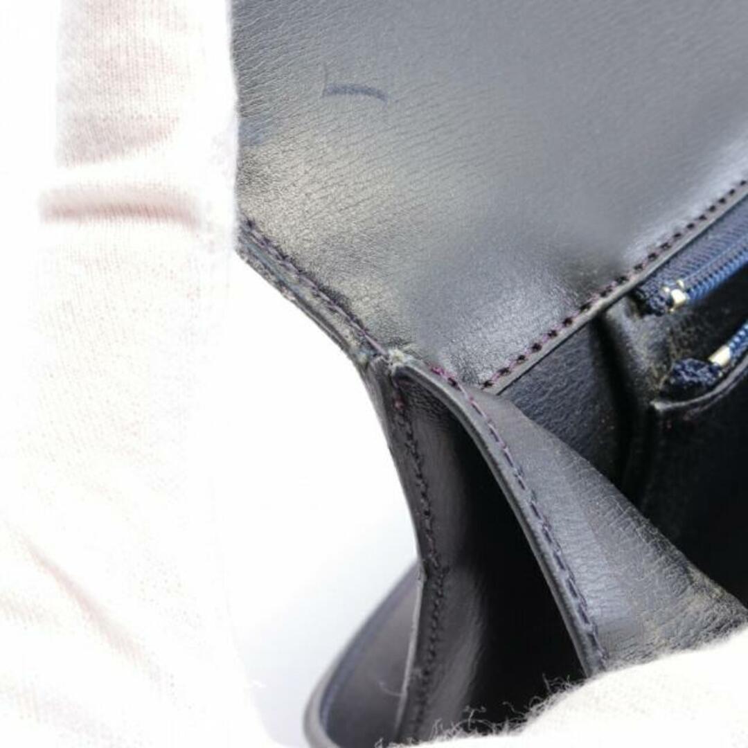 ショルダーバッグ レザー ダークネイビー ロゴ