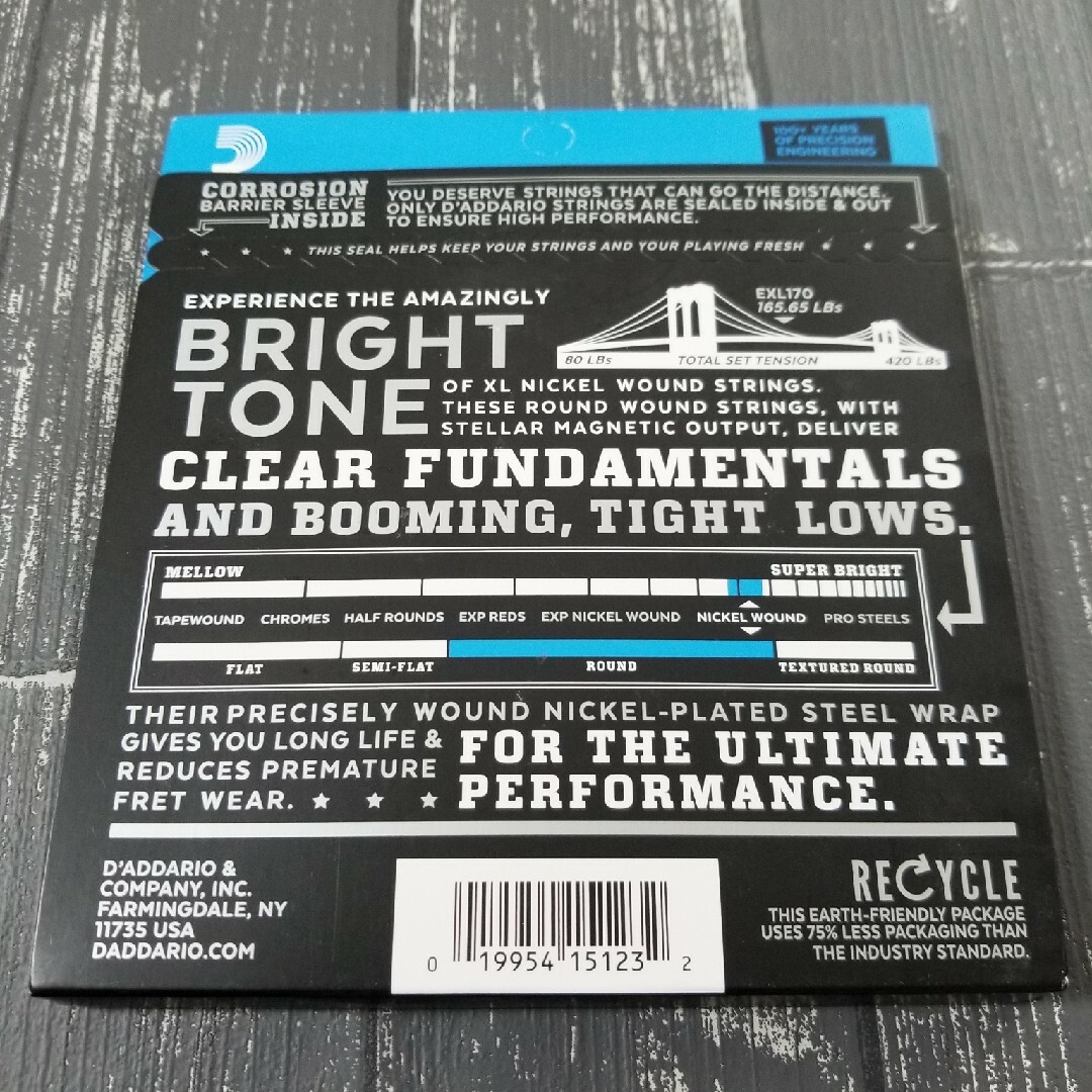 新品　D'Addario ダダリオ ベース弦 ニッケル EXL170 楽器のベース(弦)の商品写真