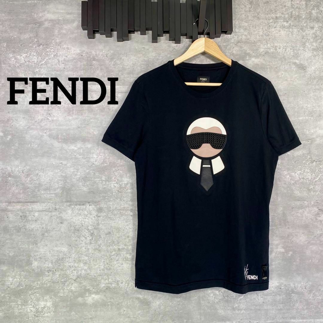 カラーブラック『FENDI』フェンディ (50) カールラガーフェルドTシャツ