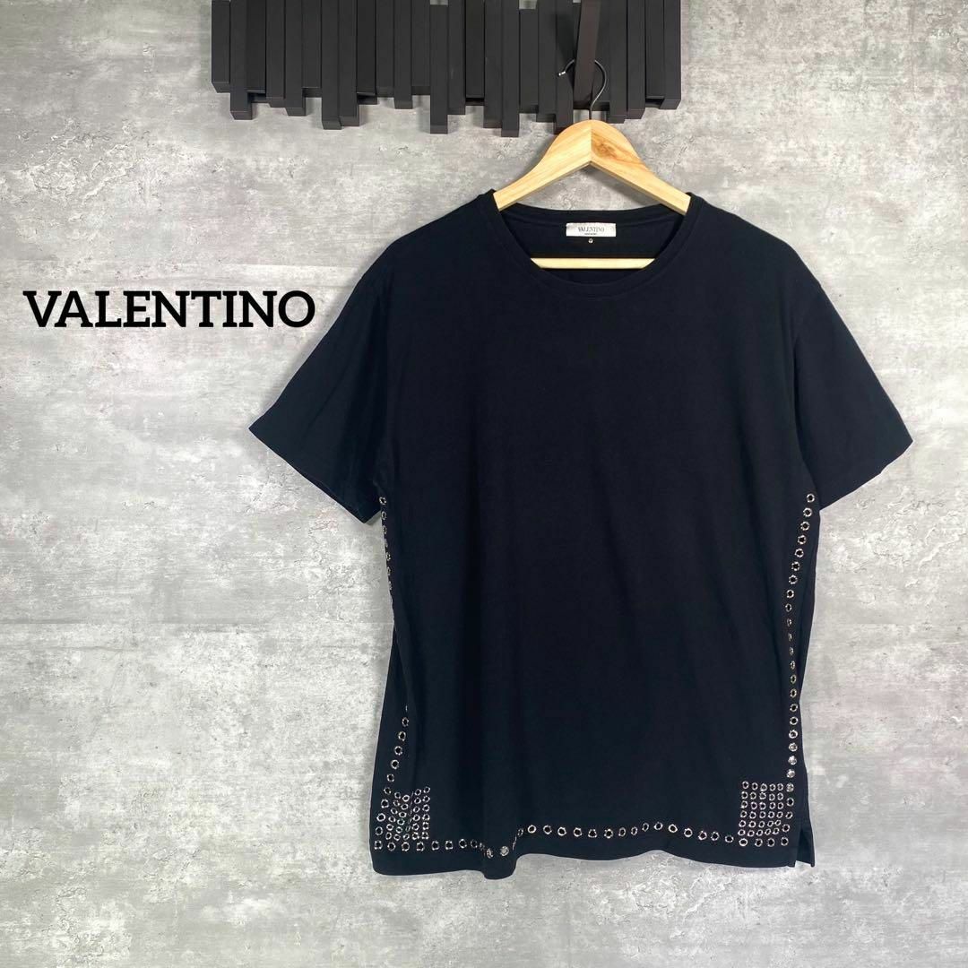 カラーブラック『VALENTINO』ヴァレンティノ (L) ハトメスタッズTシャツ