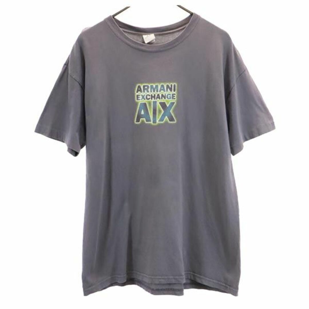 アルマーニエクスチェンジ 90s オールド USA製 プリント 半袖 Tシャツ M グレー系 ARMANI EXCHANGE ロゴ メンズ   【230731】