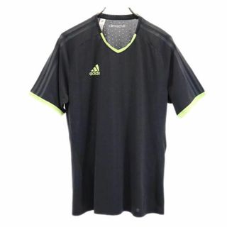 アディダス(adidas)のアディダス 半袖 トレーニングウェア L ダークグレー×イエロー adidas スポーツ Tシャツ ロゴプリント メンズ 【中古】  【230731】 メール便可(その他)