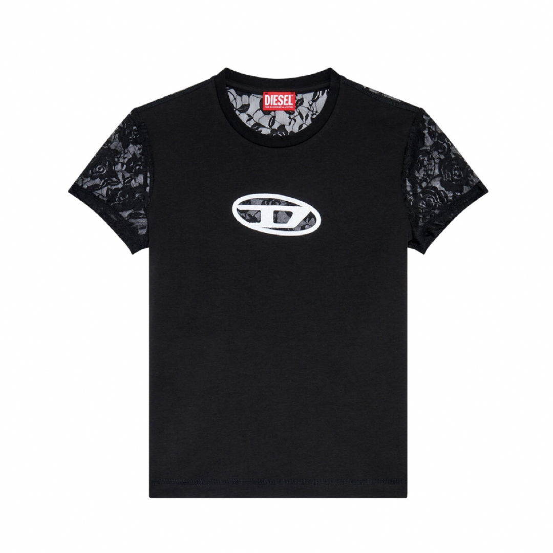 DIESEL ディーゼル Tシャツ トップス パフスリーブ 綿100％ 黒 S