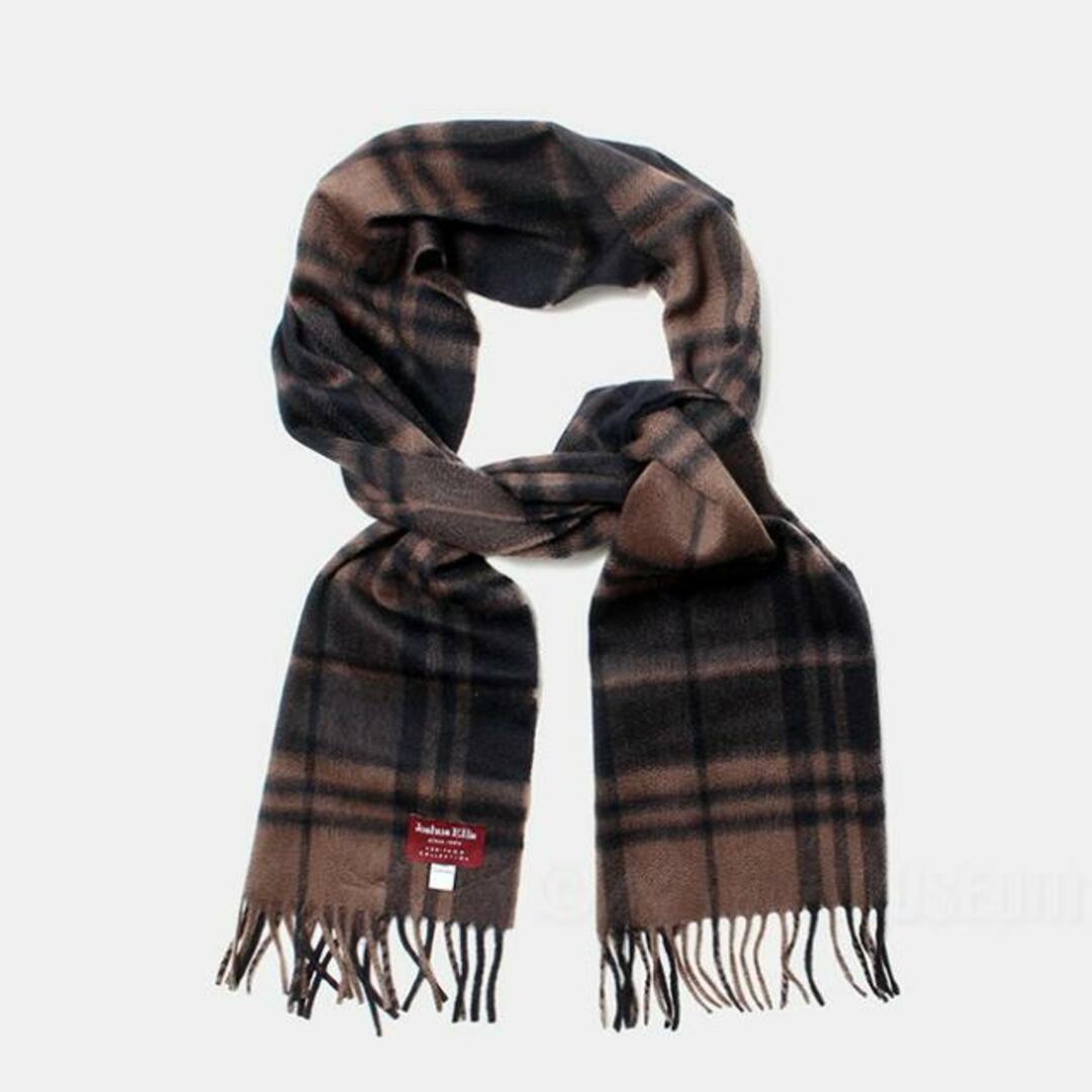 Joshua Ellis(ジョシュアエリス)の【新品未使用】 Joshua Ellis ジョシュアエリス カシミヤマフラー Ws CASHMERE MUFFLER W25×H180cm CPG 【1.BORDERS PLAID BROWN】 レディースのファッション小物(マフラー/ショール)の商品写真