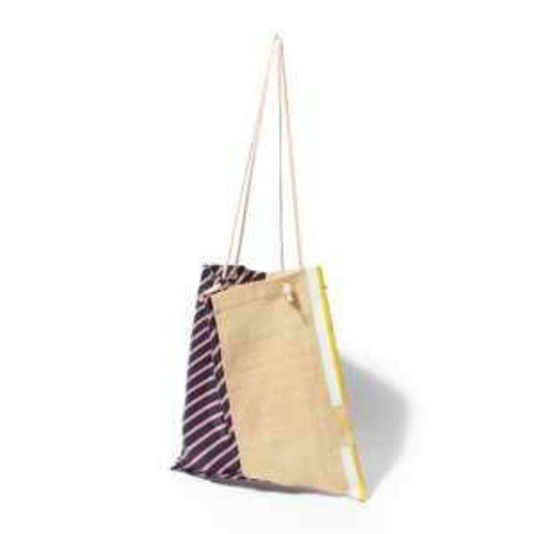 【新品未使用】 マニプリ MANIPURI バッグ PRINT TOTE L RAFFIA×GEOMESTRIPE ポリエステル コットン レザー 天然草木(ラフィア) ネイビー 111252110 【NAVY】