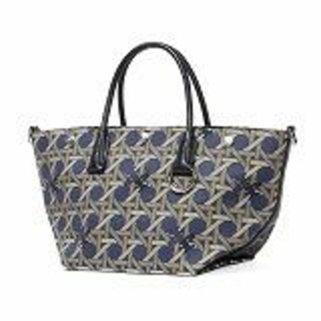 【新品未使用】 Tory Burch トリーバーチ トートバッグ ショルダー SMALL CANVAS BASKETWEAVE TOTE 139025 【NAVY BASKETWEAVE】