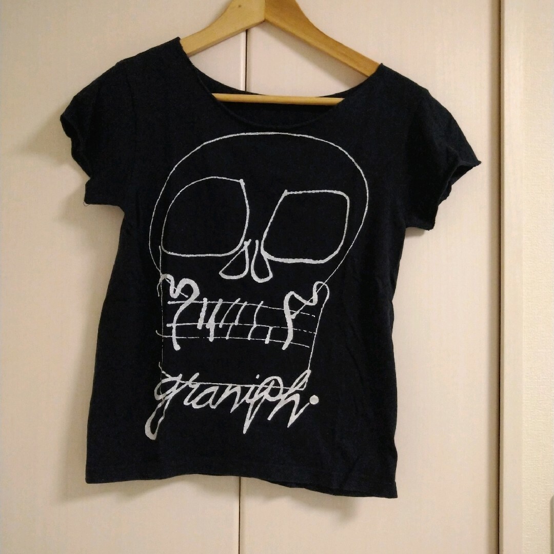 Design Tshirts Store graniph(グラニフ)のgraniph グラニフ スカル Tシャツ 黒 Sサイズ レディースのトップス(Tシャツ(半袖/袖なし))の商品写真