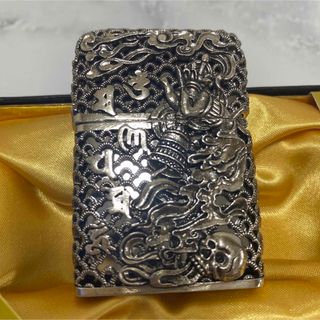 不動明王 全面装飾 フルオーダー フルメタルジャケット Zippo 和彫り 銀金