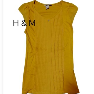エイチアンドエム(H&M)の新品未使用 Ｈ＆Ｍ Sサイズ カラシ色 黄色 フレンチスリーブカットソー(カットソー(半袖/袖なし))