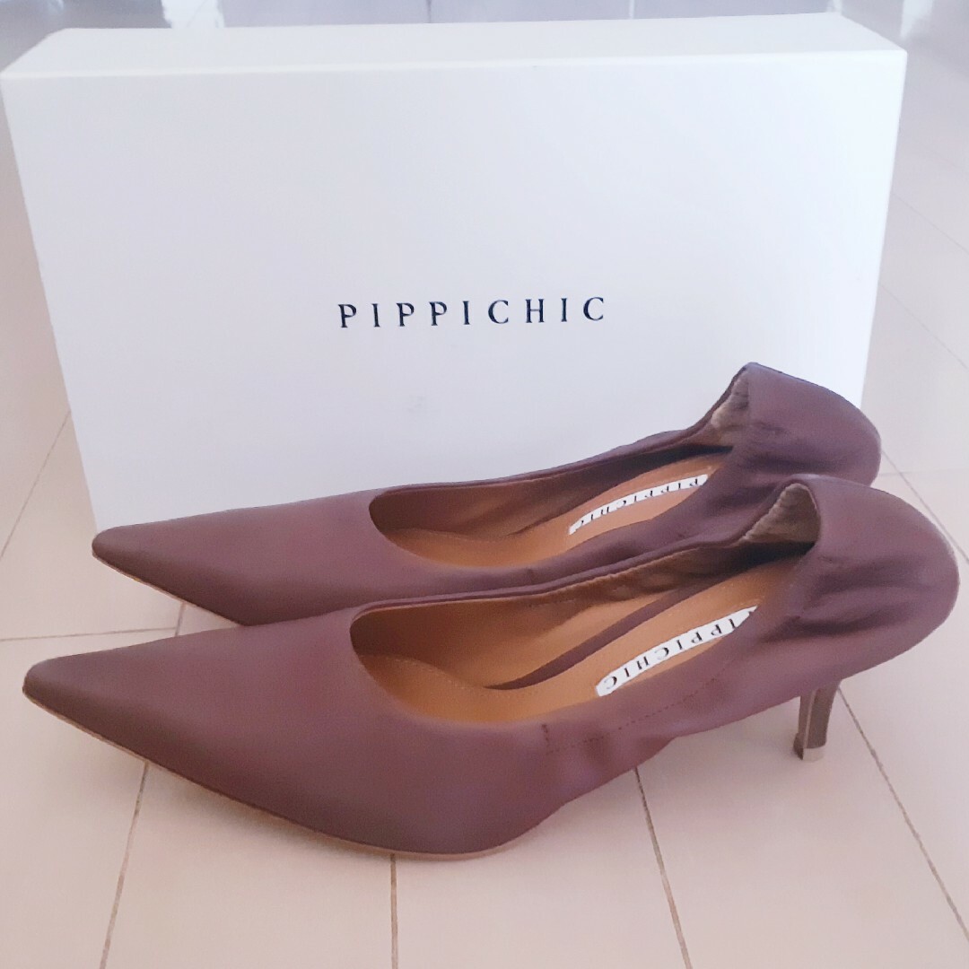 ◇新品◇PIPPICHIC◇ピッピシック◇チョコ◇ギャザーパンプス◇38◇-