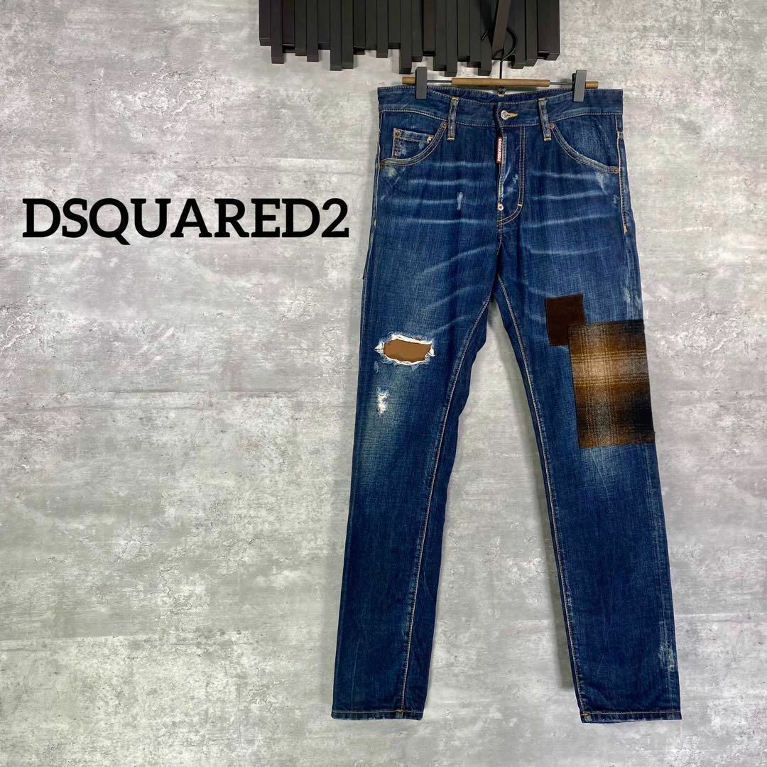 『DSQUARED2』ディースクエアード (44) パッチワークデニムパンツ素材コットンポリエステル牛革