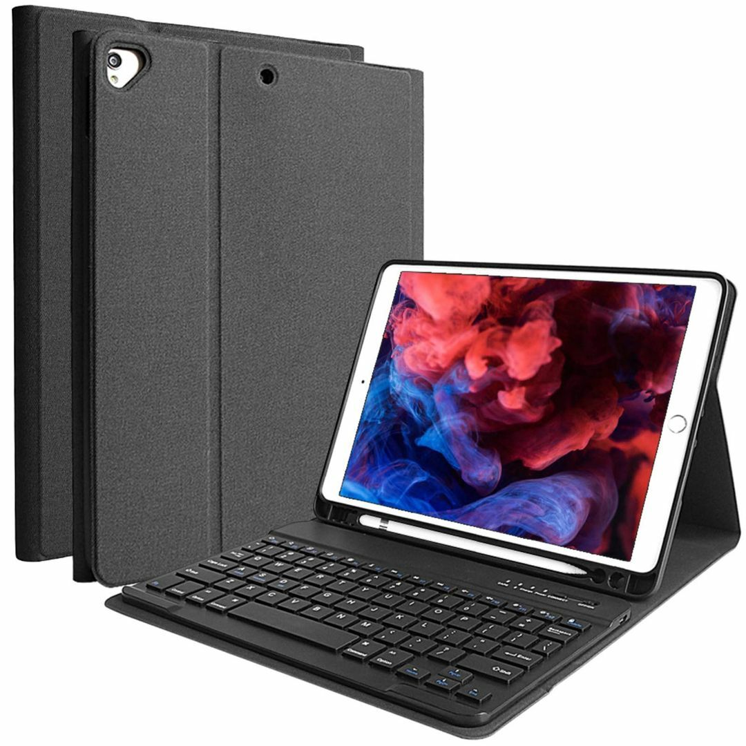 【色: ブラック】COO iPad 第9/8/7世代 キーボード ケース 10.