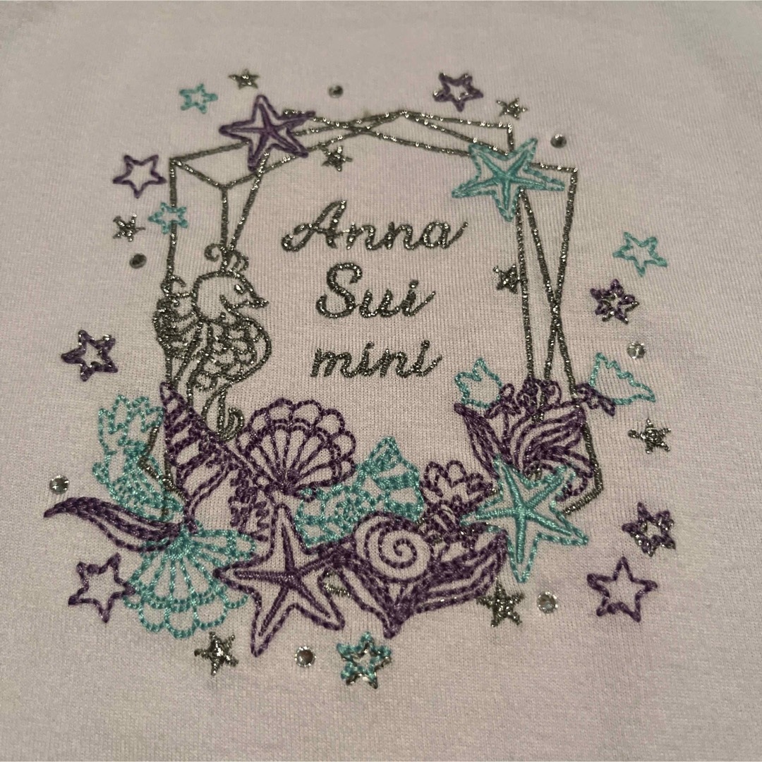 ANNA SUI mini - ANNA SUI mini 肩開きシェル刺しゅうTシャツ 140の ...