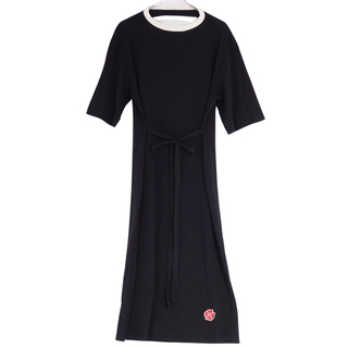 マルニ(Marni)の美品 マルニ MARNI ワンピース ドレス 半袖 ショートスリーブ 2021年 刺繍 トップス レディース 40(M相当) ブラック(ひざ丈ワンピース)