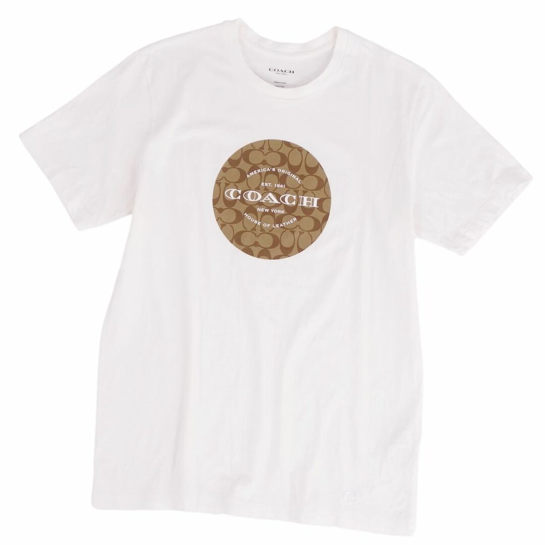 美品 コーチ COACH Tシャツ カットソー 半袖 ショートスリーブ シグネチャー プリント トップス メンズ M ホワイト/ブラウン |  フリマアプリ ラクマ