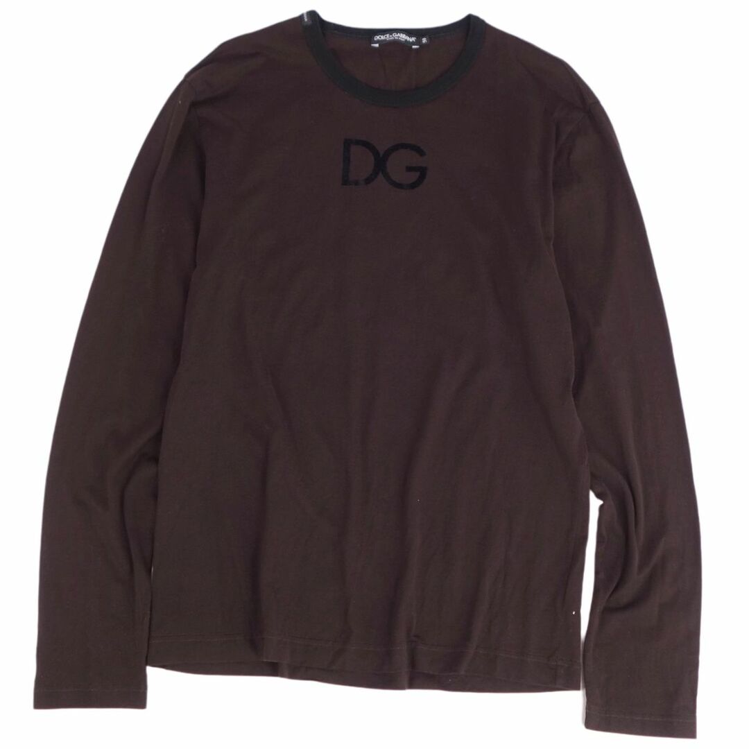 DOLCE&GABBANA(ドルチェアンドガッバーナ)の美品 ドルチェ&ガッバーナ DOLCE&GABBANA Tシャツ カットソー ロングスリーブ DGロゴ ベロア トップス メンズ 50(L相当) ブラウン メンズのトップス(Tシャツ/カットソー(半袖/袖なし))の商品写真