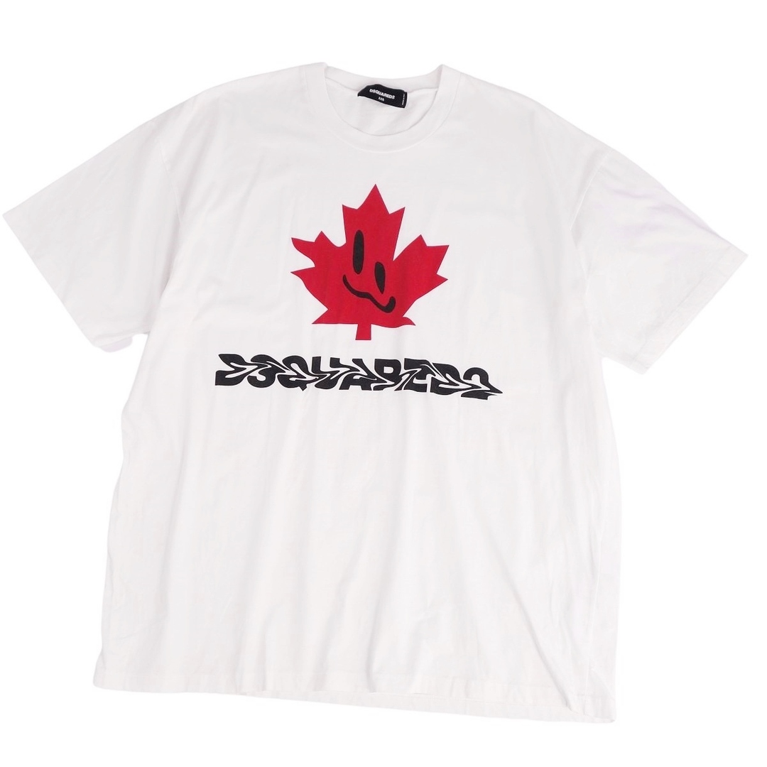 ディースクエアード DSQUARED2 Tシャツ カットソー 半袖 ショートスリーブ オーバーサイズ トップス レディース XXS ホワイト/レッド