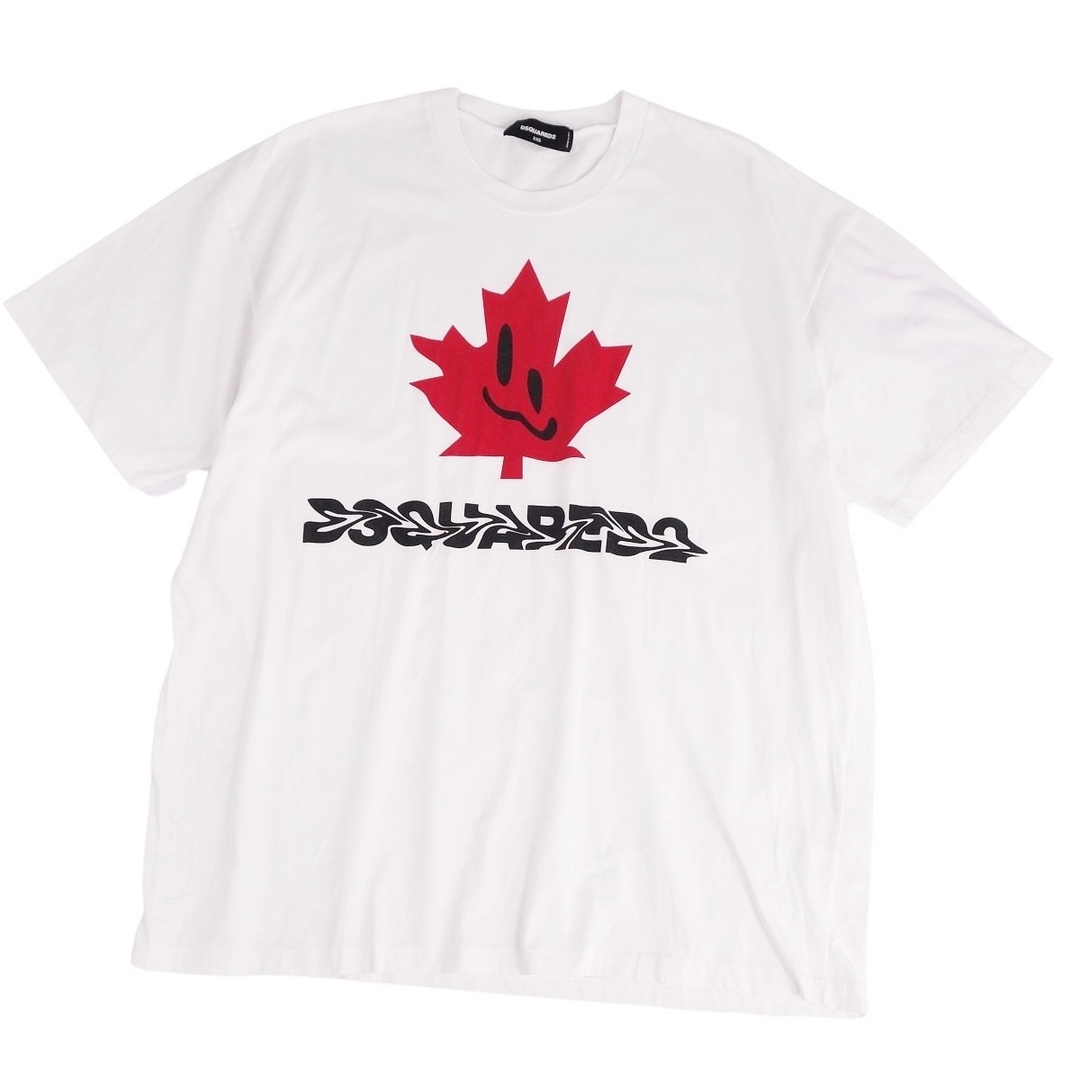 DSQUARED2(ディースクエアード)のディースクエアード DSQUARED2 Tシャツ カットソー 半袖 ショートスリーブ オーバーサイズ トップス レディース XXS ホワイト/レッド レディースのトップス(Tシャツ(半袖/袖なし))の商品写真