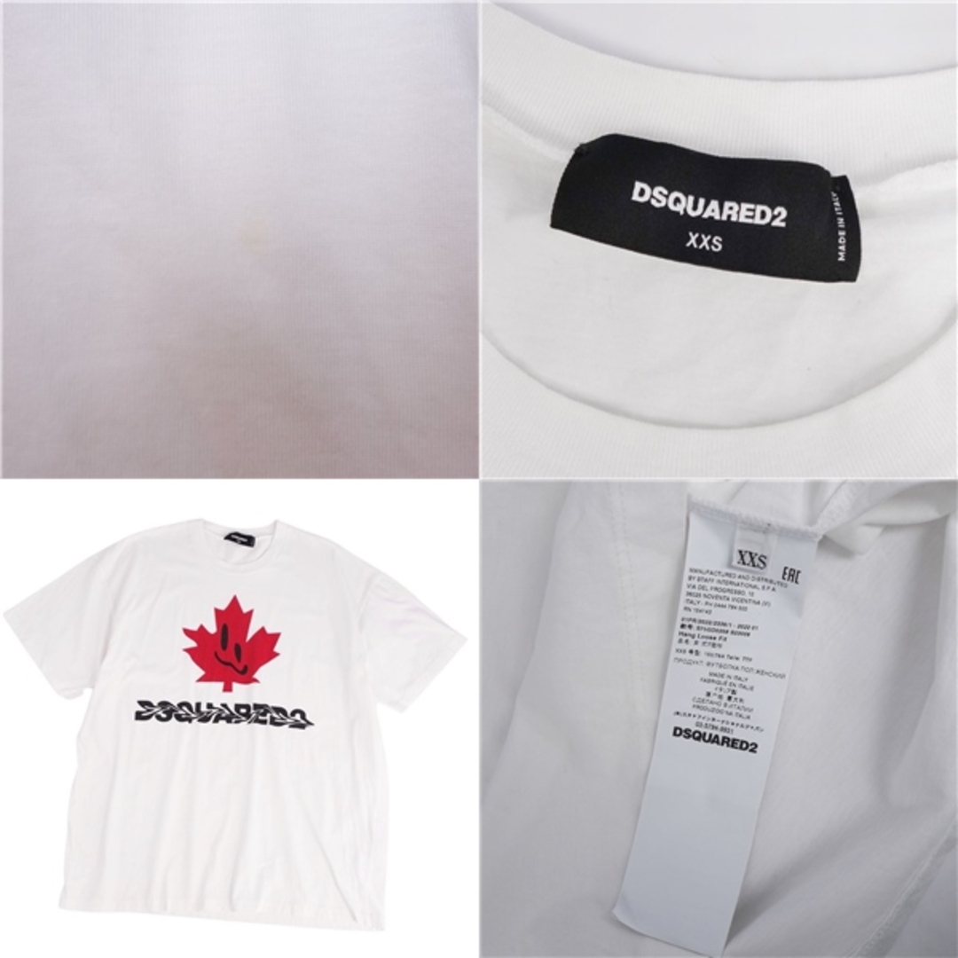 DSQUARED2(ディースクエアード)のディースクエアード DSQUARED2 Tシャツ カットソー 半袖 ショートスリーブ オーバーサイズ トップス レディース XXS ホワイト/レッド レディースのトップス(Tシャツ(半袖/袖なし))の商品写真